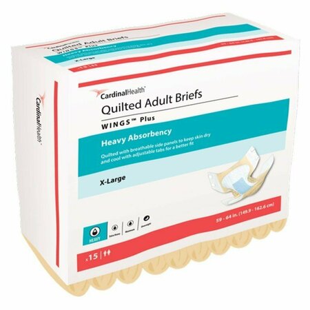 WINGS Plus Quilted Heavy Absorbency Incontinence Brief, Extra Large, 60PK 66035